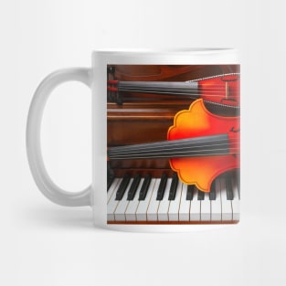 Baroque Vuolin And Pocket Violin On Piano Mug